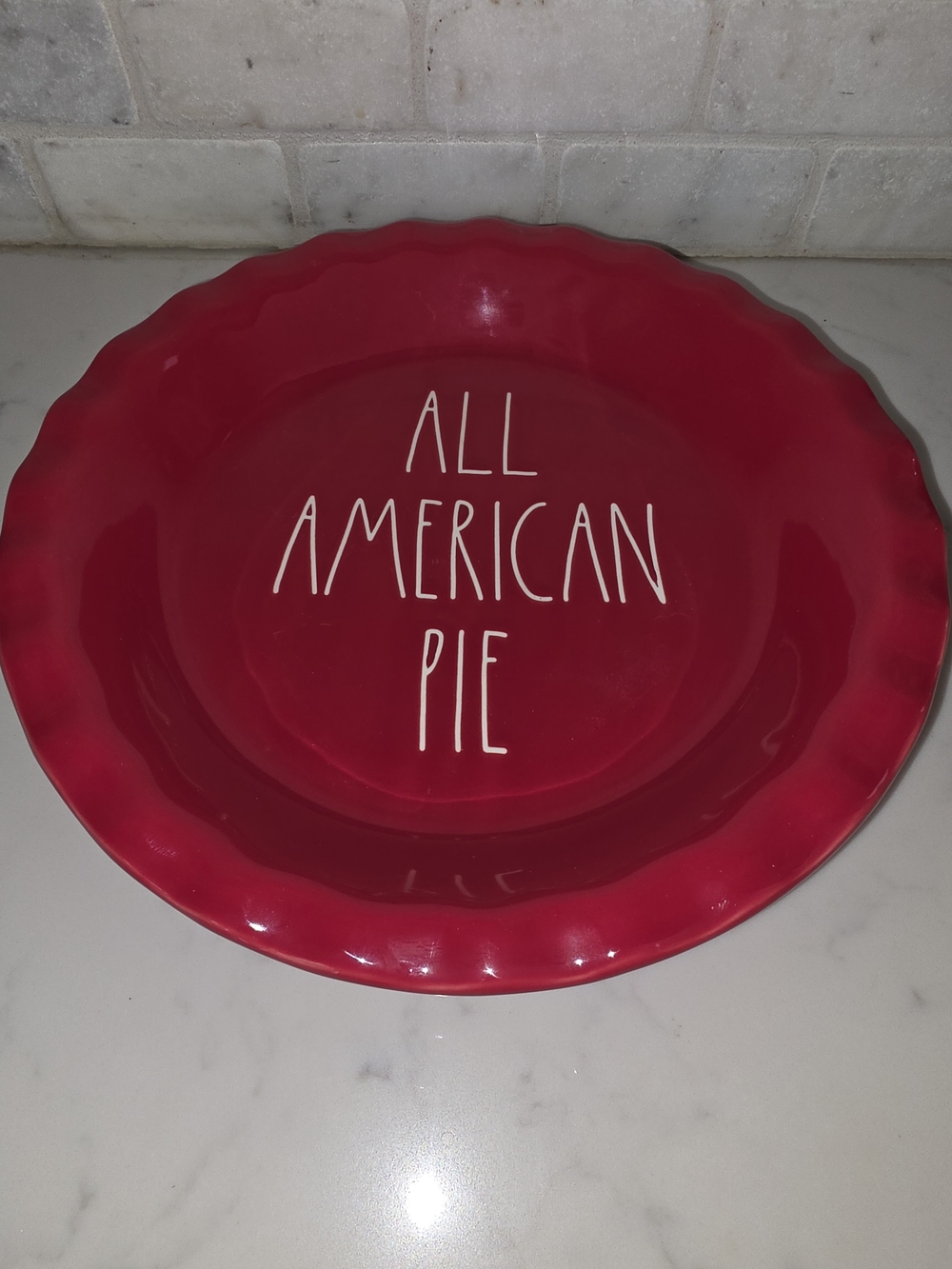 Rae Dunn Red "All American Pie" Ceramic Pie Plate